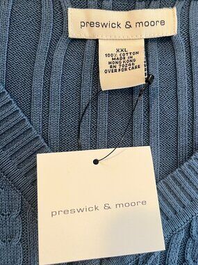 NWT PRESWICK & MOORE SZ XXL 100% COTTON V-NECK SWEATER VEST
